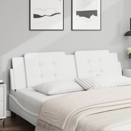 vidaXL Cabecero de cama acolchado cuero sintético blanco 180 cm