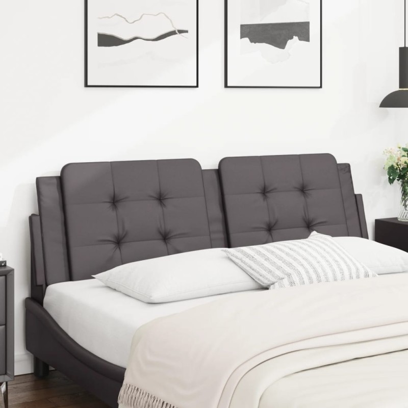vidaXL Cabecero de cama acolchado cuero sintético gris 160 cm vidaXL Cabecero de cama acolchado cuero sintético gris 160 cm