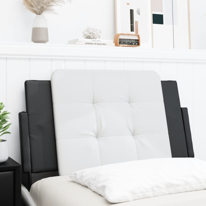 vidaXL Cabecero de cama acolchado cuero sintético blanco y negro 90 cm