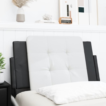 vidaXL Cabecero de cama acolchado cuero sintético blanco y negro 90 cm