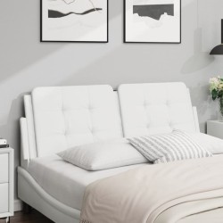 vidaXL Cabecero de cama acolchado cuero sintético blanco 140 cm