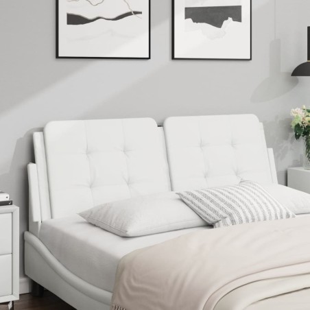 vidaXL Cabecero de cama acolchado cuero sintético blanco 140 cm