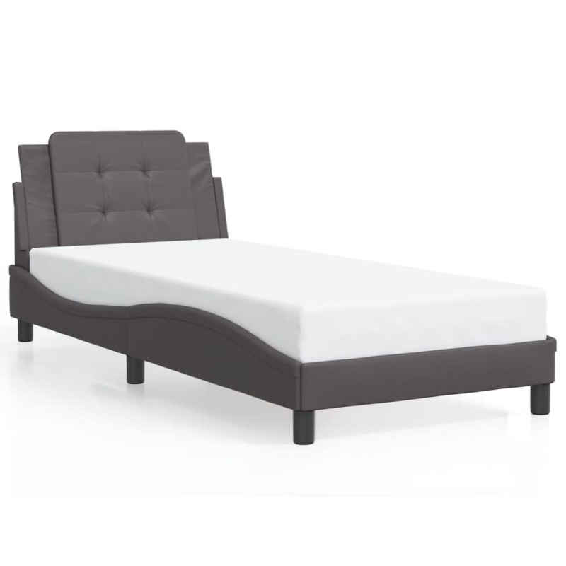 vidaXL Estructura de cama con luces LED cuero sintético gris 80x200 cm