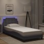 vidaXL Estructura de cama con luces LED cuero sintético gris 80x200 cm