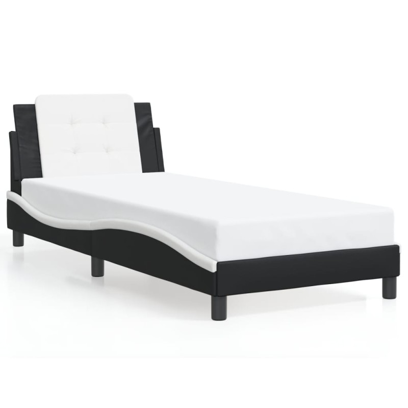 vidaXL Estructura cama con LED cuero sintético negro blanco 80x200 cm vidaXL Estructura cama con LED cuero sintético negro blanco 80x200 cm