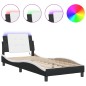 vidaXL Estructura cama con LED cuero sintético negro blanco 80x200 cm vidaXL Estructura cama con LED cuero sintético negro blanco 80x200 cm