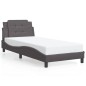 vidaXL Estructura de cama con luces LED cuero sintético gris 90x190 cm vidaXL Estructura de cama con luces LED cuero sintético gris 90x190 cm