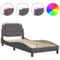 vidaXL Estructura de cama con luces LED cuero sintético gris 90x190 cm vidaXL Estructura de cama con luces LED cuero sintético gris 90x190 cm