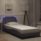 vidaXL Estructura de cama con luces LED cuero sintético gris 90x190 cm vidaXL Estructura de cama con luces LED cuero sintético gris 90x190 cm