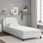 vidaXL Estructura cama con luces LED cuero sintético blanco 100x200 cm vidaXL Estructura cama con luces LED cuero sintético blanco 100x200 cm