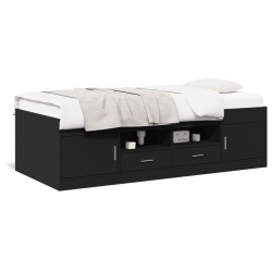 vidaXL Tumbona con cajones madera de ingeniería negro 90x190 cm