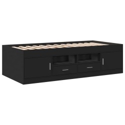 vidaXL Tumbona con cajones madera de ingeniería negro 90x190 cm