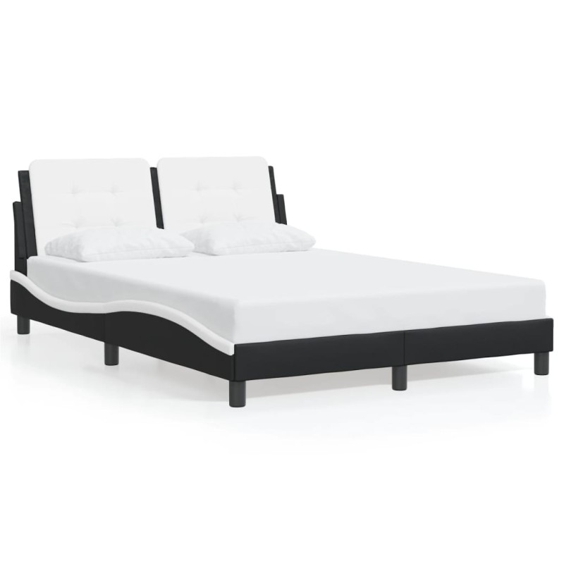 vidaXL Estructura cama con LED cuero sintético negro blanco 120x200 cm vidaXL Estructura cama con LED cuero sintético negro blanco 120x200 cm