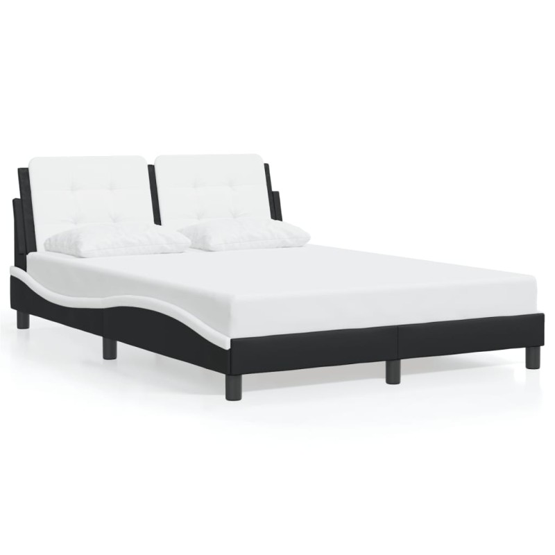 vidaXL Estructura de cama luces LED cuero PE negro y blanco 140x190 cm vidaXL Estructura de cama luces LED cuero PE negro y blanco 140x190 cm