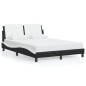 vidaXL Estructura de cama luces LED cuero PE negro y blanco 140x190 cm vidaXL Estructura de cama luces LED cuero PE negro y blanco 140x190 cm