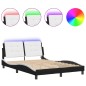 vidaXL Estructura de cama luces LED cuero PE negro y blanco 140x190 cm vidaXL Estructura de cama luces LED cuero PE negro y blanco 140x190 cm