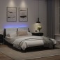 vidaXL Estructura de cama luces LED cuero PE negro y blanco 140x190 cm vidaXL Estructura de cama luces LED cuero PE negro y blanco 140x190 cm