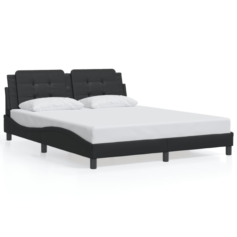 vidaXL Estructura de cama con luces LED cuero PE negro 160x200 cm vidaXL Estructura de cama con luces LED cuero PE negro 160x200 cm