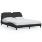 vidaXL Estructura de cama con luces LED cuero PE negro 160x200 cm vidaXL Estructura de cama con luces LED cuero PE negro 160x200 cm