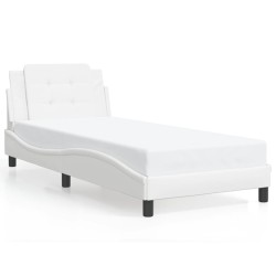 vidaXL Estructura de cama con cabecero cuero sintético blanco 80x200cm