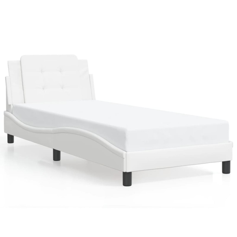 vidaXL Estructura de cama con cabecero cuero sintético blanco 80x200cm vidaXL Estructura de cama con cabecero cuero sintético blanco 80x200cm