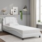 vidaXL Estructura de cama con cabecero cuero sintético blanco 80x200cm vidaXL Estructura de cama con cabecero cuero sintético blanco 80x200cm