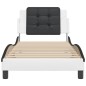 vidaXL Cama con cabecero cuero sintético blanco y negro 80x200 cm vidaXL Cama con cabecero cuero sintético blanco y negro 80x200 cm