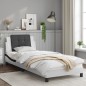 vidaXL Estructura de cama con cabecero cuero sintético blanco y negro vidaXL Estructura de cama con cabecero cuero sintético blanco y negro