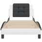 vidaXL Estructura de cama con cabecero cuero sintético blanco y negro
