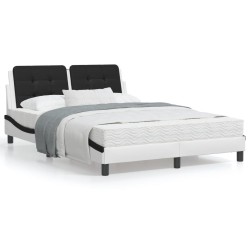 vidaXL Estructura cama cabecero cuero sintético blanco negro 120x200cm