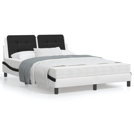 vidaXL Estructura cama cabecero cuero sintético blanco negro 120x200cm