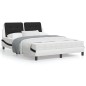 vidaXL Estructura cama cabecero cuero sintético blanco negro 120x200cm vidaXL Estructura cama cabecero cuero sintético blanco negro 120x200cm