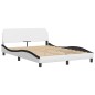 vidaXL Estructura cama cabecero cuero sintético blanco negro 120x200cm vidaXL Estructura cama cabecero cuero sintético blanco negro 120x200cm