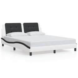 vidaXL Estructura cama cabecero cuero sintético blanco negro 160x200cm