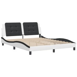 vidaXL Estructura cama cabecero cuero sintético blanco negro 160x200cm