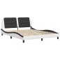 vidaXL Estructura cama cabecero cuero sintético blanco negro 160x200cm vidaXL Estructura cama cabecero cuero sintético blanco negro 160x200cm