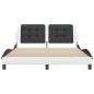 vidaXL Estructura cama cabecero cuero sintético blanco negro 160x200cm vidaXL Estructura cama cabecero cuero sintético blanco negro 160x200cm