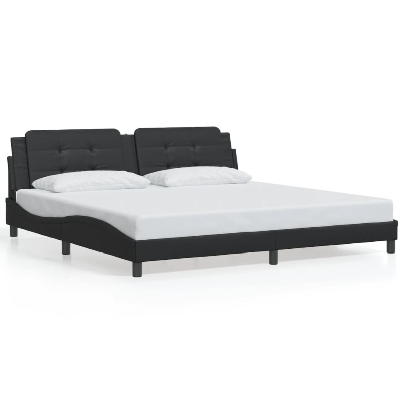 vidaXL Estructura de cama con cabecero cuero sintético negro 200x200cm vidaXL Estructura de cama con cabecero cuero sintético negro 200x200cm