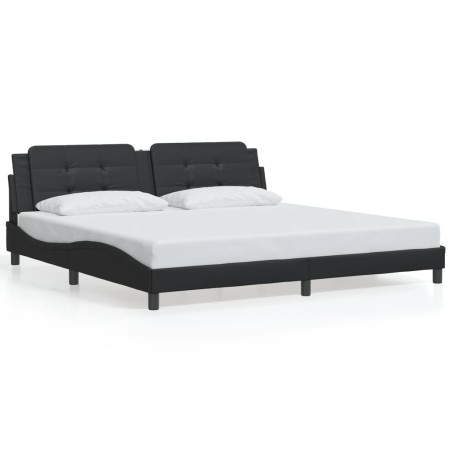 vidaXL Estructura de cama con cabecero cuero sintético negro 200x200cm