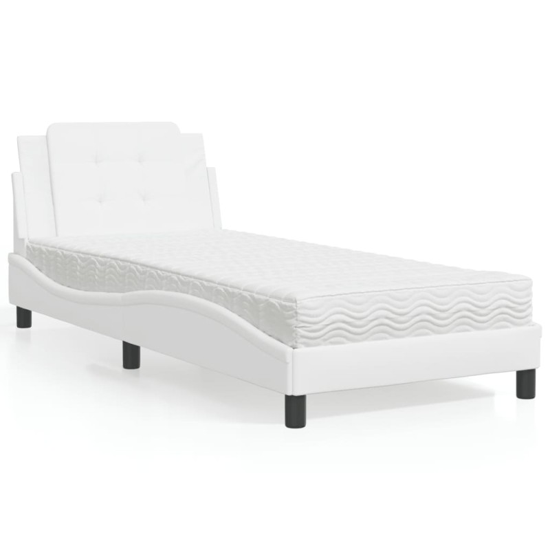 vidaXL Cama con colchón cuero sintético blanco 80x200 cm vidaXL Cama con colchón cuero sintético blanco 80x200 cm