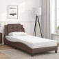 vidaXL Cama con colchón cuero sintético marrón 90x190 cm