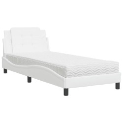 vidaXL Cama con colchón cuero sintético blanco 100x200 cm