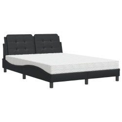 vidaXL Cama con colchón cuero sintético negro 120x200 cm
