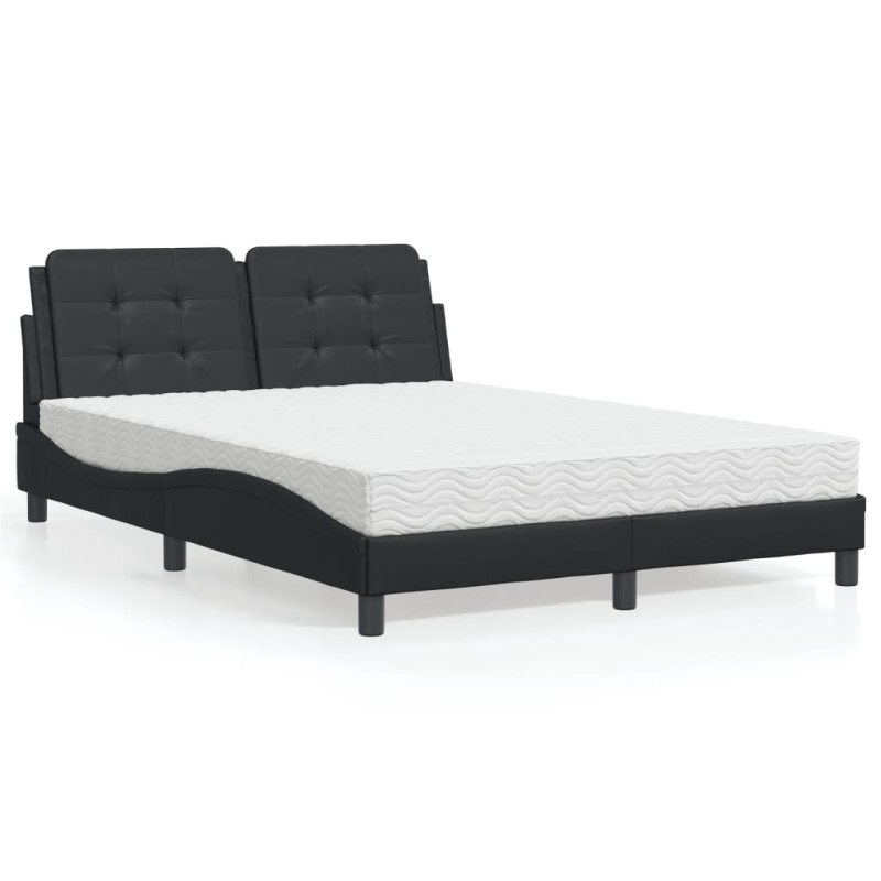 vidaXL Cama con colchón cuero sintético negro 140x190 cm vidaXL Cama con colchón cuero sintético negro 140x190 cm