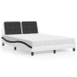 vidaXL Cama con colchón cuero sintético blanco y negro 140x190 cm