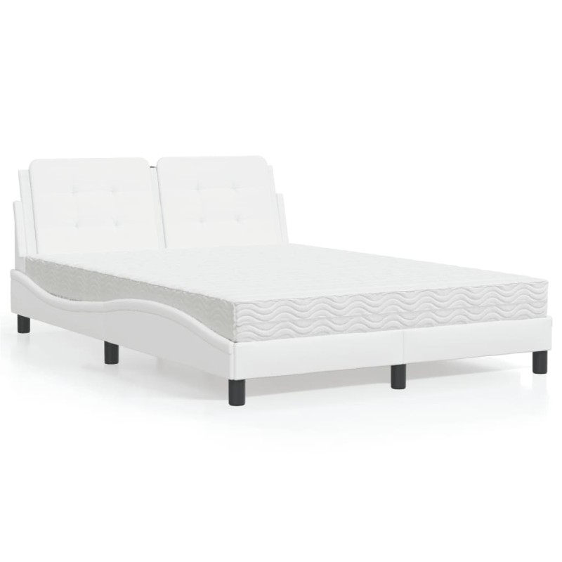 vidaXL Cama con colchón cuero sintético blanco 140x200 cm