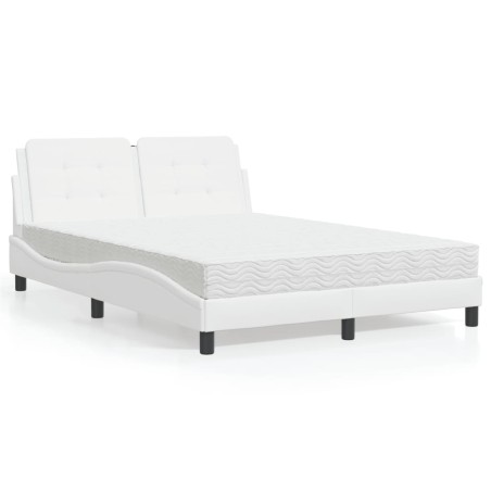 vidaXL Cama con colchón cuero sintético blanco 140x200 cm