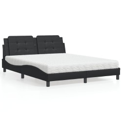 vidaXL Cama con colchón cuero sintético negro 160x200 cm