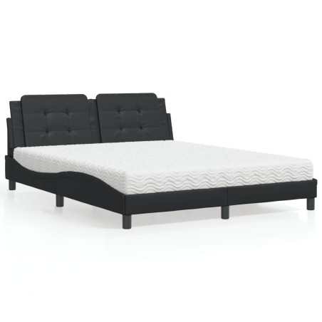 vidaXL Cama con colchón cuero sintético negro 160x200 cm