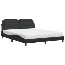 vidaXL Cama con colchón cuero sintético negro 160x200 cm